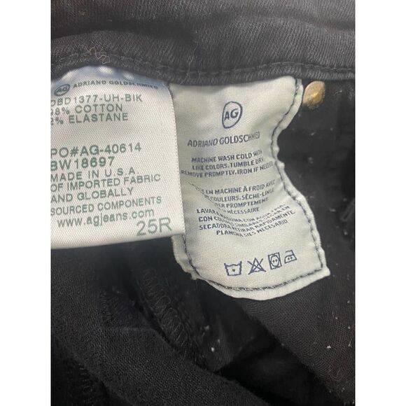AG Adriano Goldschmied Stevie Ankle Slim Straight Raw Hem Jeans Black - Size 25 - Picture 4 of 12